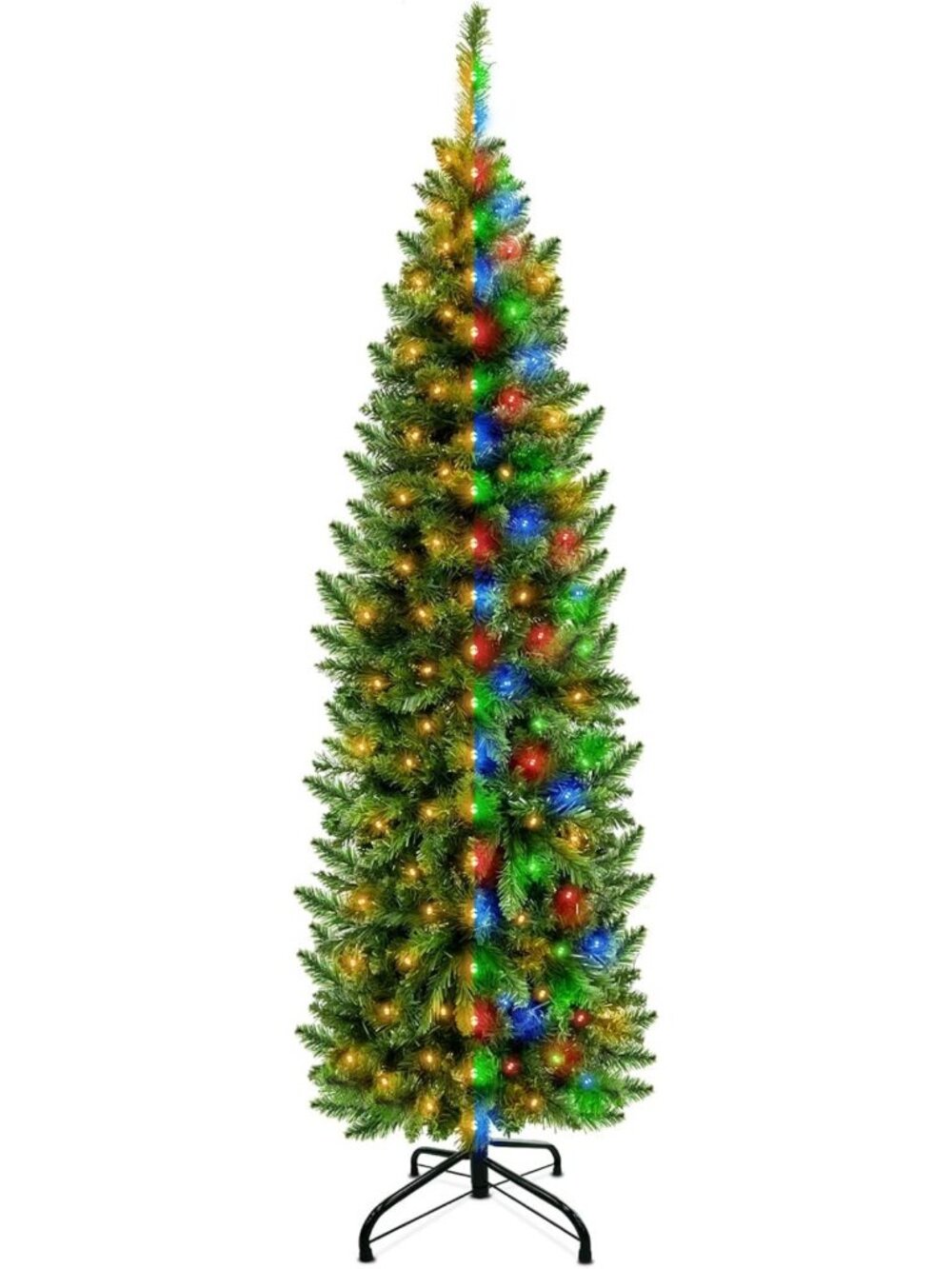 5ft Prelit Pencil Christmas Tree with 180 LED Lights, 8 Modes, Slim Design